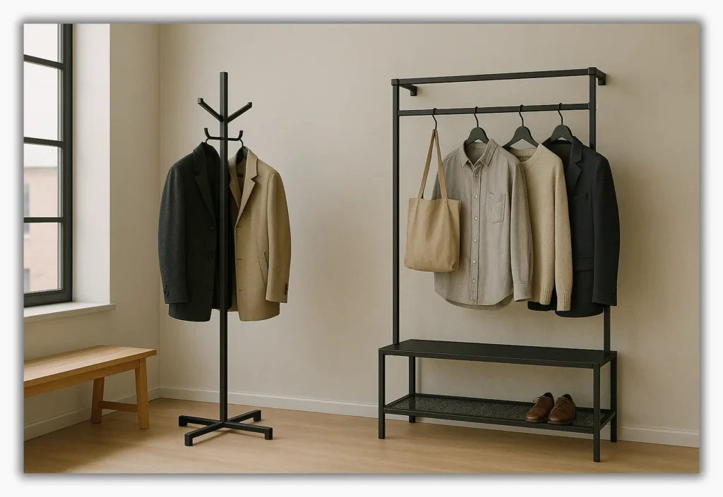 wieszaki na ubrania stojące i ścienne