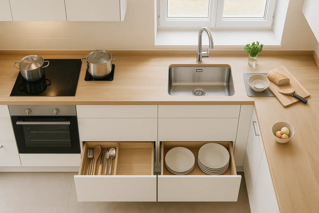 jak podzielić kuchnie na strefy